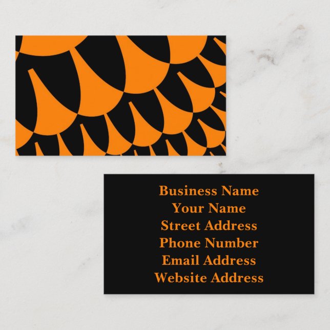 Skalor för orange och svart visitkort (Fram/baksida)