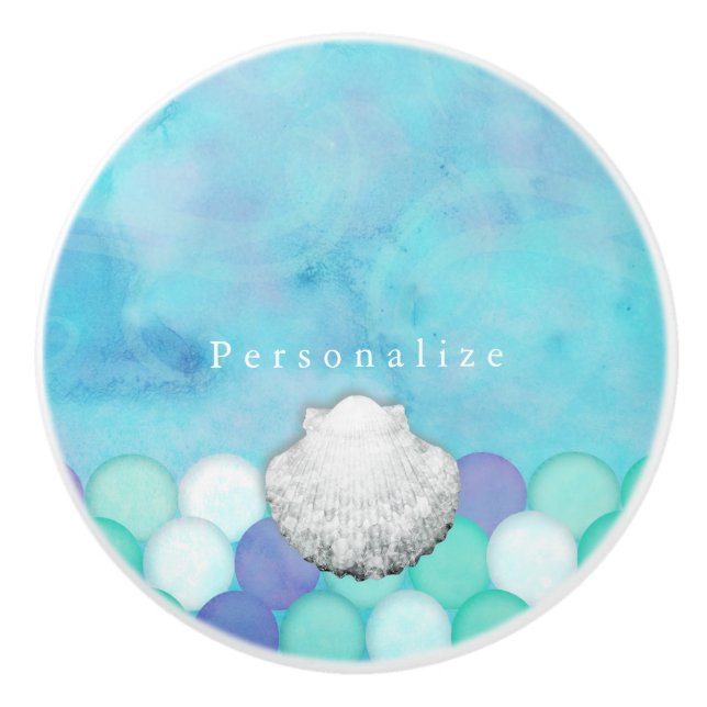 Skalor för Sjöjungfru med vattenfärg Anpassningsba Knopp (Framsidan)