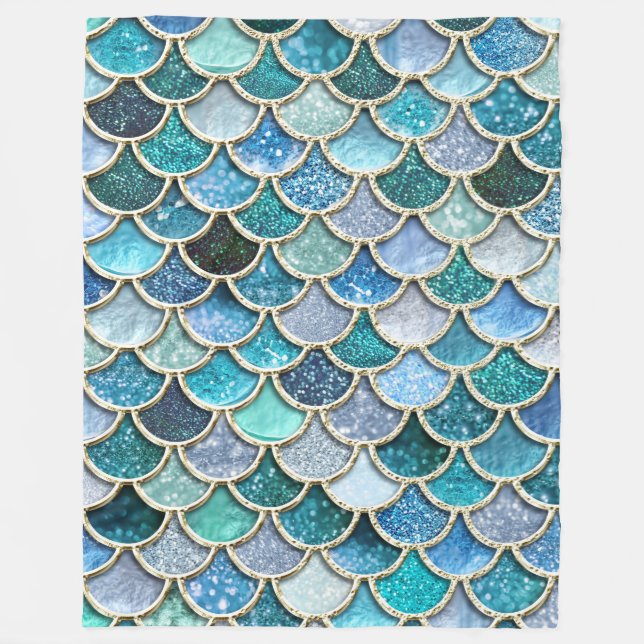 Skalor för Sjöjungfrun Glitter i silver Gnistra Fleecefilt (Framsidan)