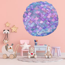 Skalor i Sjöjungfrun Cute Sparkly Glitter Rund Kudde