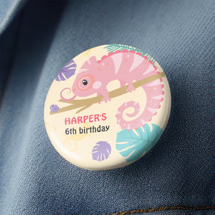Skalor och Svan Flickans reptilfödelsedag Knapp