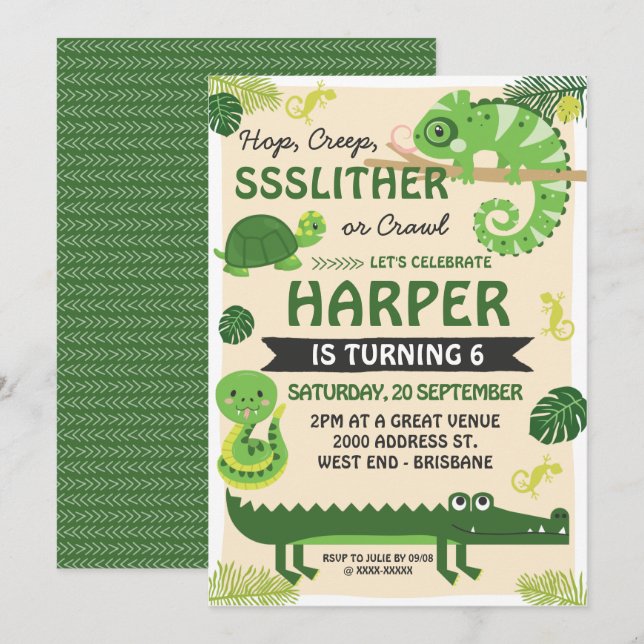 Skalor och Svan Retile Birthday-inbjudan Inbjudningar (Fram/baksida)