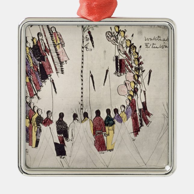 Skalpera dansen eller segerdansen (bläck på julgransprydnad metall (Framsidan)