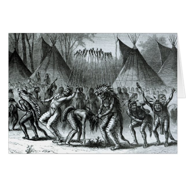 Skalpera dansen från 'skissar av indiska Warfare Hälsningskort (Framsidan Horizontal)