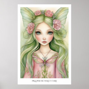 Skålrosa fjärilsfeaffisch poster