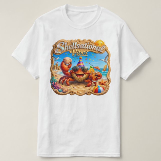 Skalsationella Vibrationer – Glädjefull Strandkons T Shirt (Design framsida)