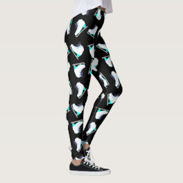 Skalsvart i isskiffer (blått Mönster) Figur Leggings