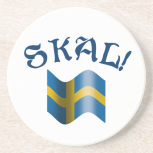 Skalsvensk dricksskiss med Flagga av Sverige Underlägg