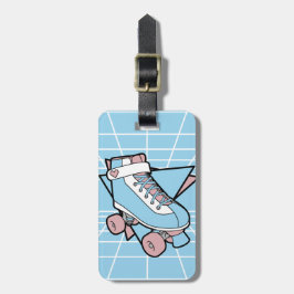 Skalväxeln Pastellblå Tecknad Rollerskate Bagagebricka