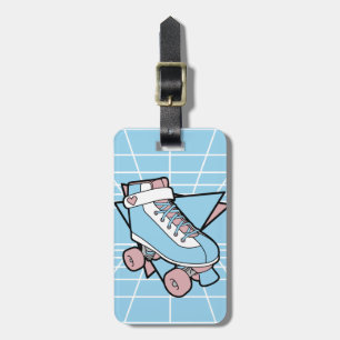 Skalväxeln Pastellblå Tecknad Rollerskate Bagagebricka