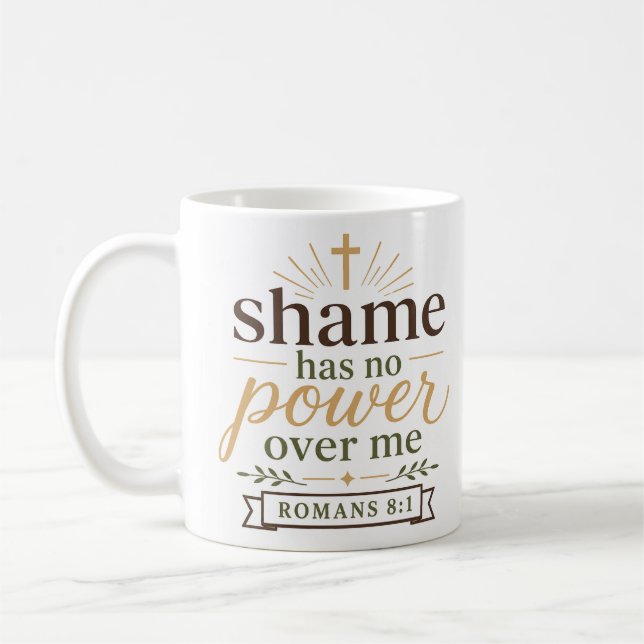 Skam Har Ingen Makt Över Mig Biblisk Uppmuntran Kaffemugg (Vänster)
