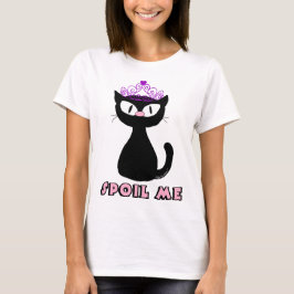 SKÄM MIG Söt Svart Tecknad Prinsessa Katt T Shirt