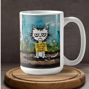 Skämd Cat Sign Funny Phrase Cute Tecknad Kaffemugg
