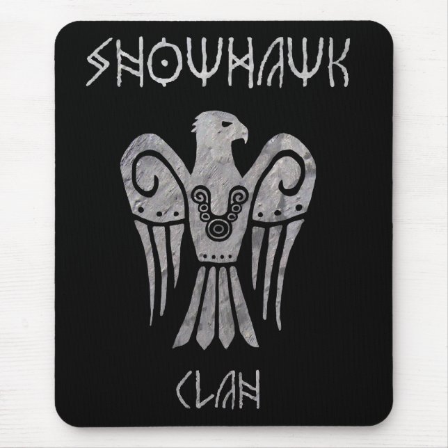 Skamfilad Snowhawk för krig Runic mousepad Musmatta (Framsidan)