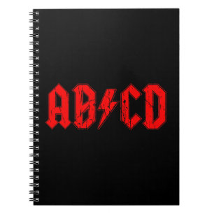 Skämja med den roliga symbolen för ABCD-rock musik Anteckningsbok