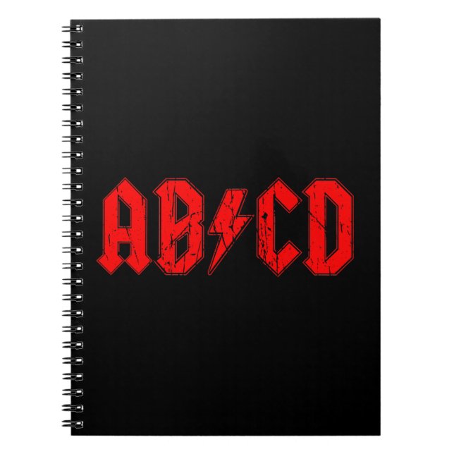 Skämja med den roliga symbolen för ABCD-rock musik Anteckningsbok (Framsidan)