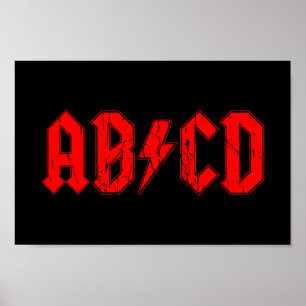 Skämja med den roliga symbolen för ABCD-rock musik Poster