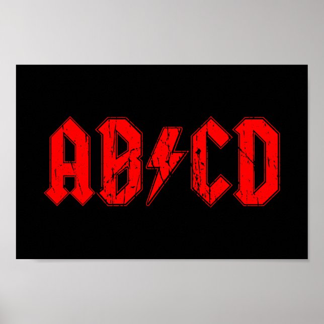 Skämja med den roliga symbolen för ABCD-rock musik Poster (Framsidan)