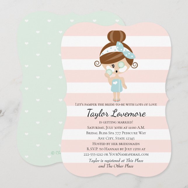 Skämma bort brunetten för inbjudningskort för (Fram/baksida)