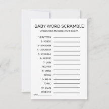 Skämmande babyduschspel i baby ord