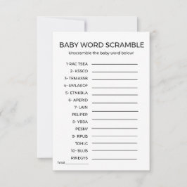 Skämmande babyduschspel i baby ord