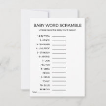 Skämmande babyduschspel i baby ord