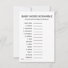 Skämmande babyduschspel i baby ord