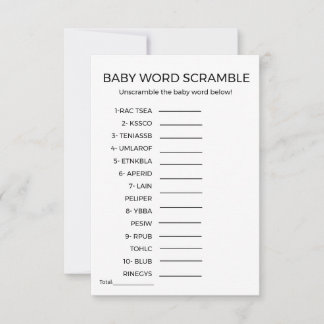 Skämmande babyduschspel i baby ord