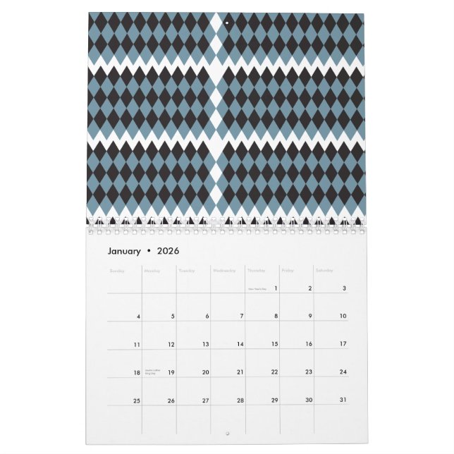 Skämmande grafik, gräsbild, hög. kalender (Jan 2026)