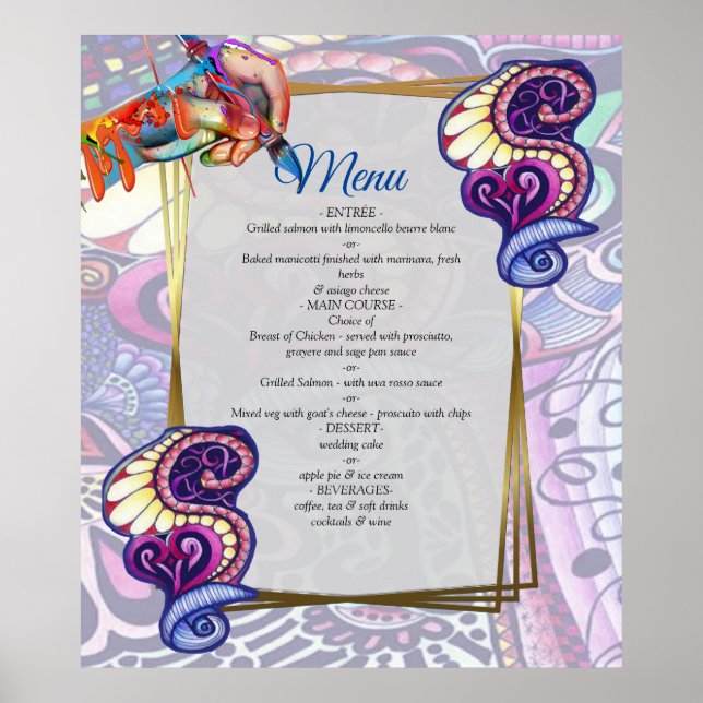 Skämmande konstnärer blå Party Doodle Creation Poster (Framsidan)