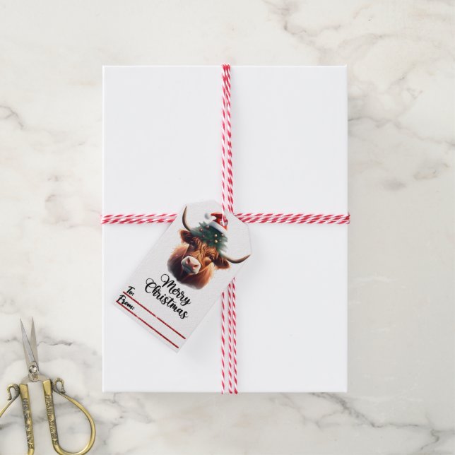 Skämmande kor i glasögon märkrn jul presentetikett (Med Snöre)