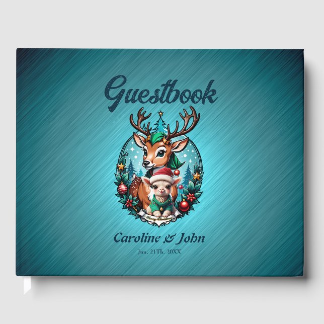 Skämmande och inbjudande julillustration gästböcker (Framsida)