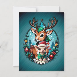 Skämmande och inbjudande julillustration julkort