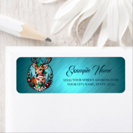 Skämmande och inbjudande julillustration returadress etikett