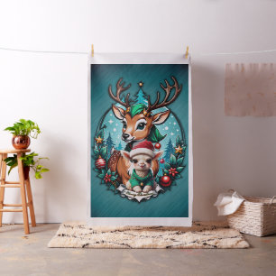 Skämmande och inbjudande julillustration tyg
