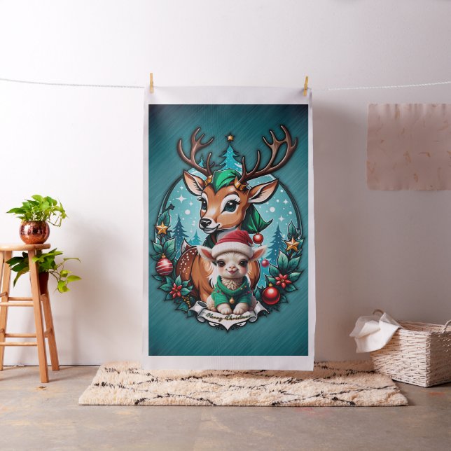 Skämmande och inbjudande julillustration tyg (In Situ)