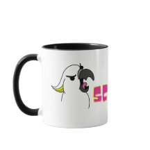 Skämmande parrot med Rosa text