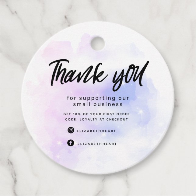 Skämmande pastel himlar stänk tack gåvor etiketter (Framsida)