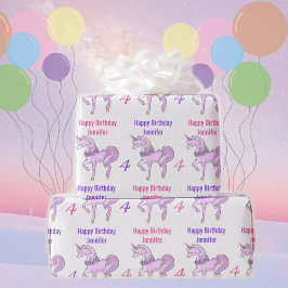 Skämmande Unicorn Personalize Namn Rosa Stars Presentpapper