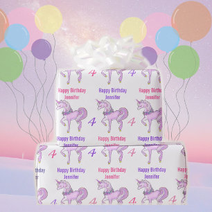 Skämmande Unicorn Personalize Namn Rosa Stars Presentpapper