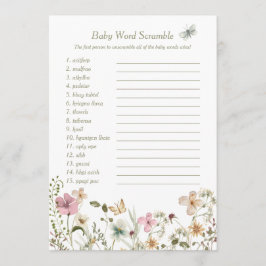 Skamningsportet Little Wildblomma Baby Ord Inbjudningar