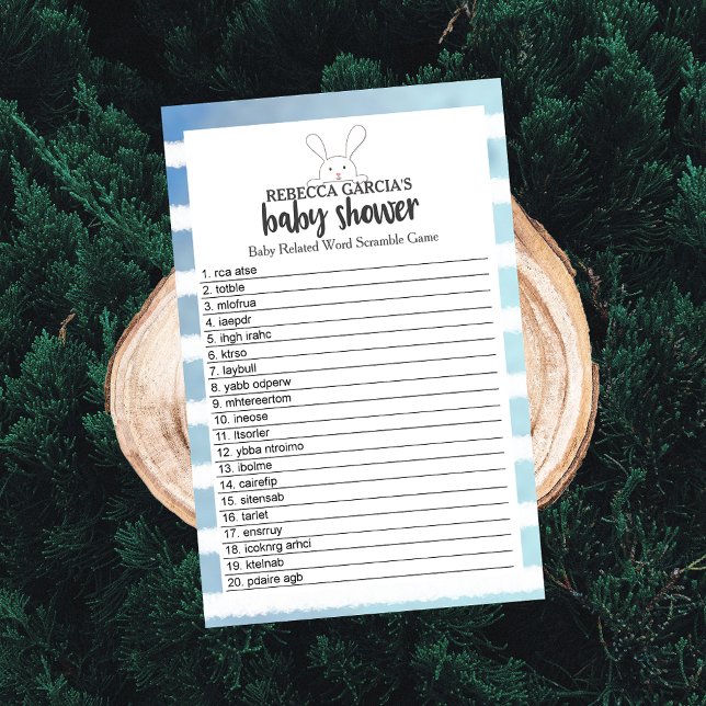 Skamspel för babyskor Vit Bunny Blue Ord (Skapare uppladdad)