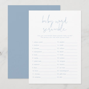 Skamspel för bläckstråle för pastel Blue Baby Ord Inbjudningar