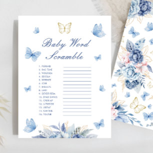 Skamspel för guld Blue Little Butterfly Baby Ord