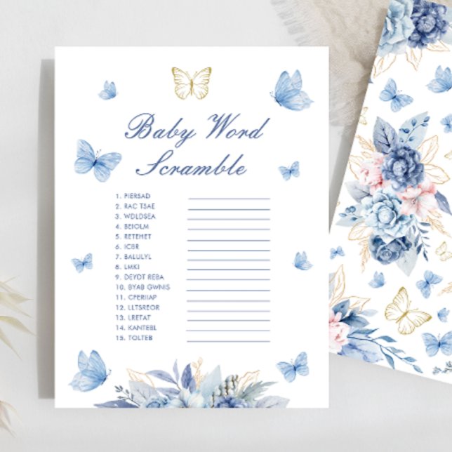 Skamspel för guld Blue Little Butterfly Baby Ord (Skapare uppladdad)