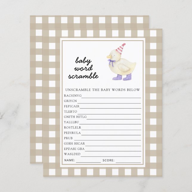 Skamspel för lucky Anka Baby Ord (Fram/baksida)