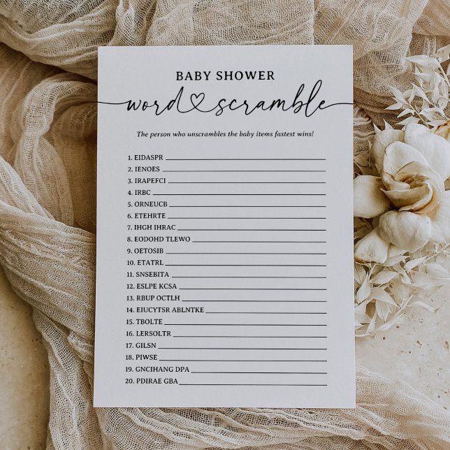 Skamspel för Ord i i dagens babblöjesdusch Inbjudningar (Skapare uppladdad)