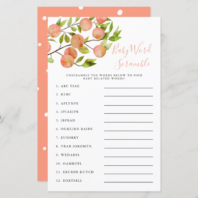 Skamspel för persiskt babyvisningsprogram Ord (Fram/baksida)