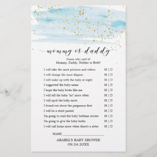 Skamspel för vattenfärgsblått och Guld Baby Ord