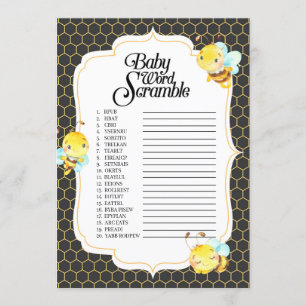 Skamspel i Ord på Bee Baby Shower Inbjudningar
